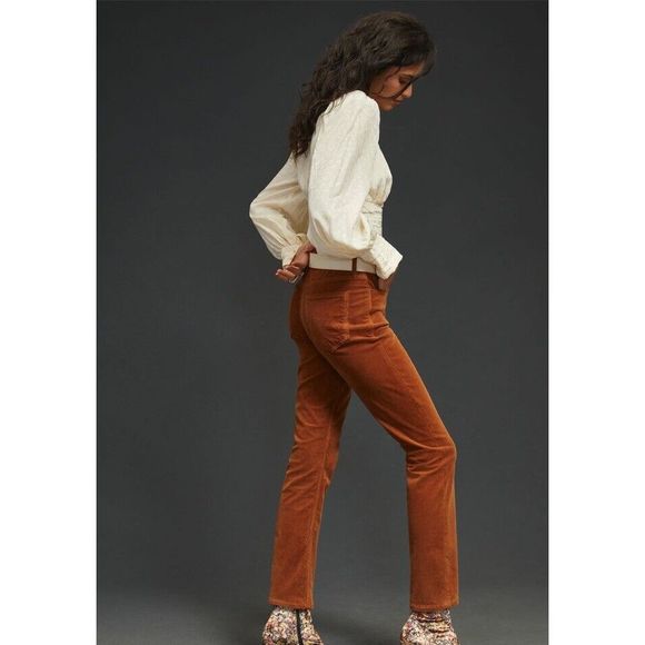 New Mother The Mid Rise Dazzler Corduroy Ankle Jeans Pants In Monks Robe Size 34 - Picture 3 of 13